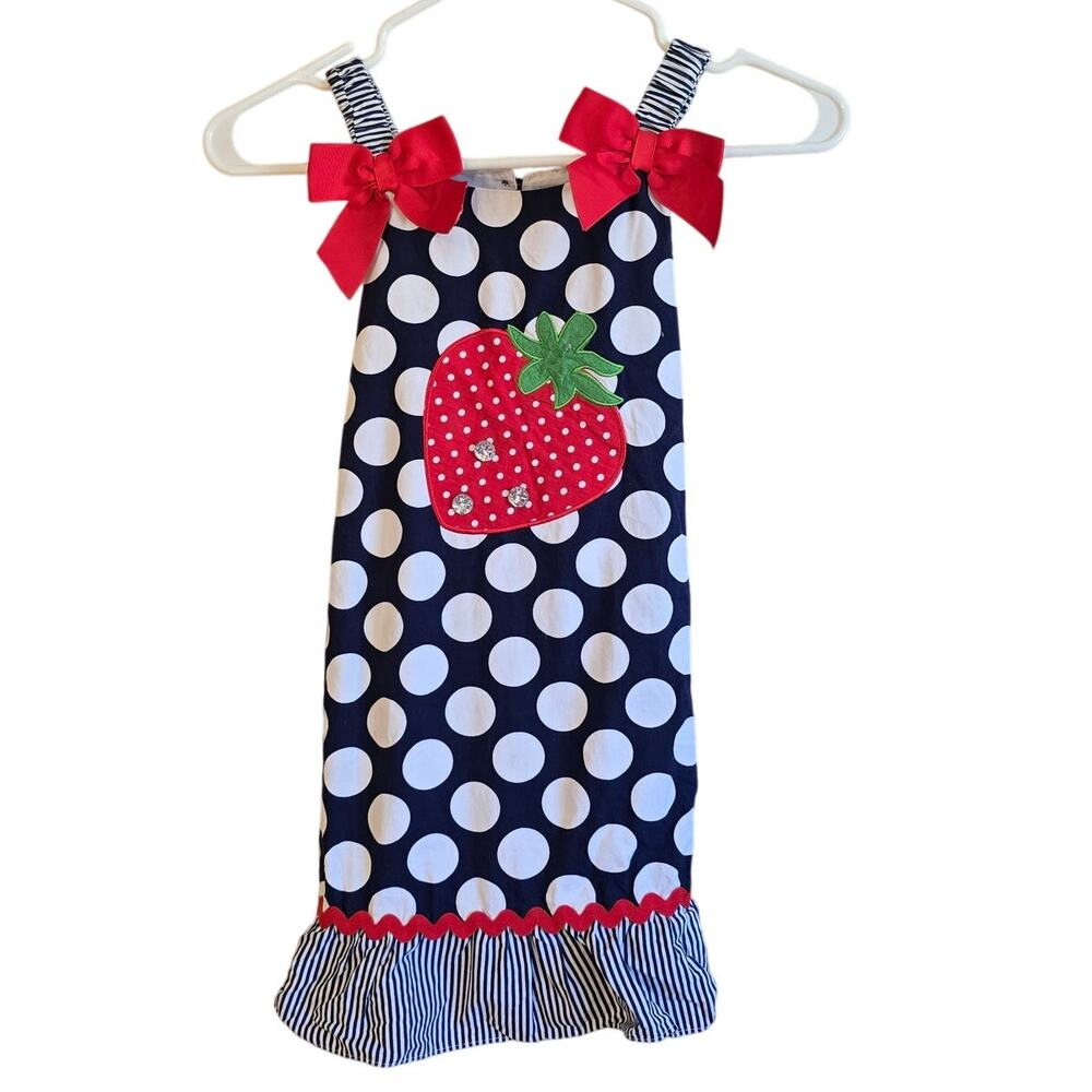 Jenny & Me polka dot strawberry bow dress size 6 yrs girls